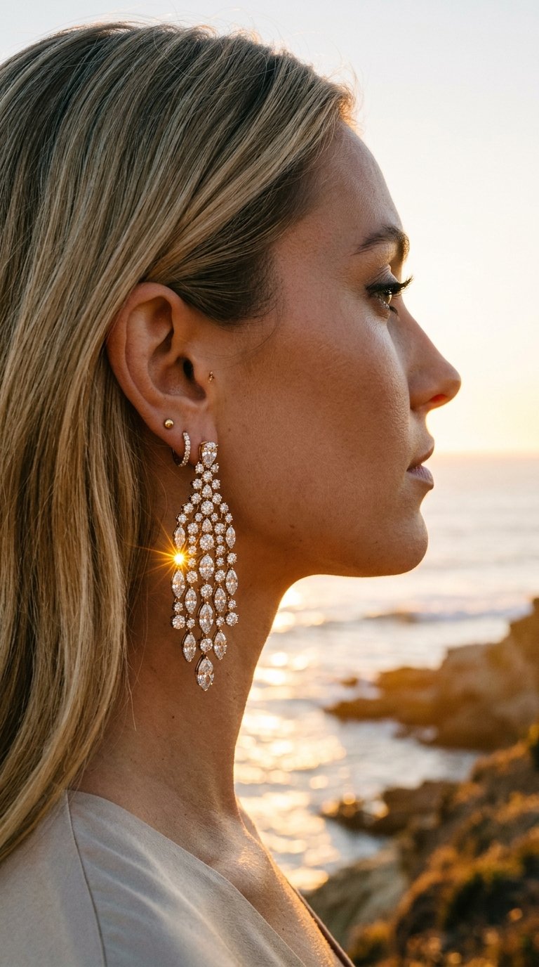 The Seraphina Cascade Chandelier Earrings handcrafted diamond jewellery